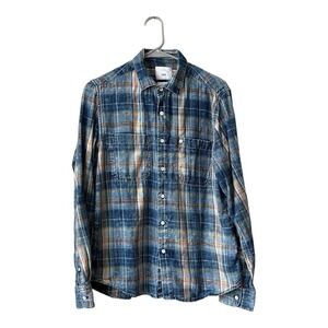 Zipcode 1992 Men's Plaid Flannel Blue Button Down Shirt Size M Cotton
